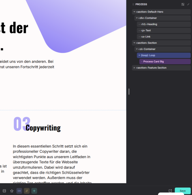 Einsicht in das Entwicklungstool