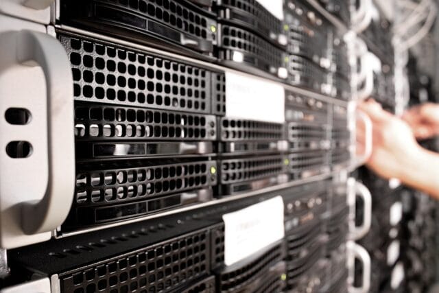 Closeup von einem Server in einer Serverfarm